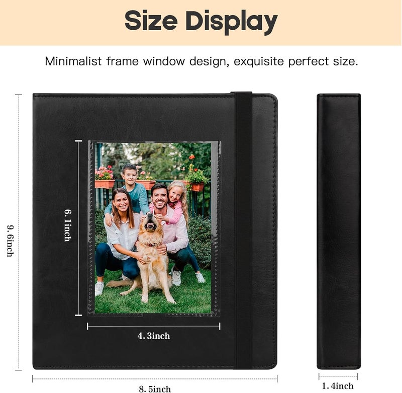 Aevdor Photo Album 4x6, Leather Cover 4x6 Photo Album Black Inner Pages with DIY Front Window, 136 Pockets 4 x 6 Picture Book Holds 136 Baby Wedding Family Anniversary Vacations Pictures (Black) - Image 5